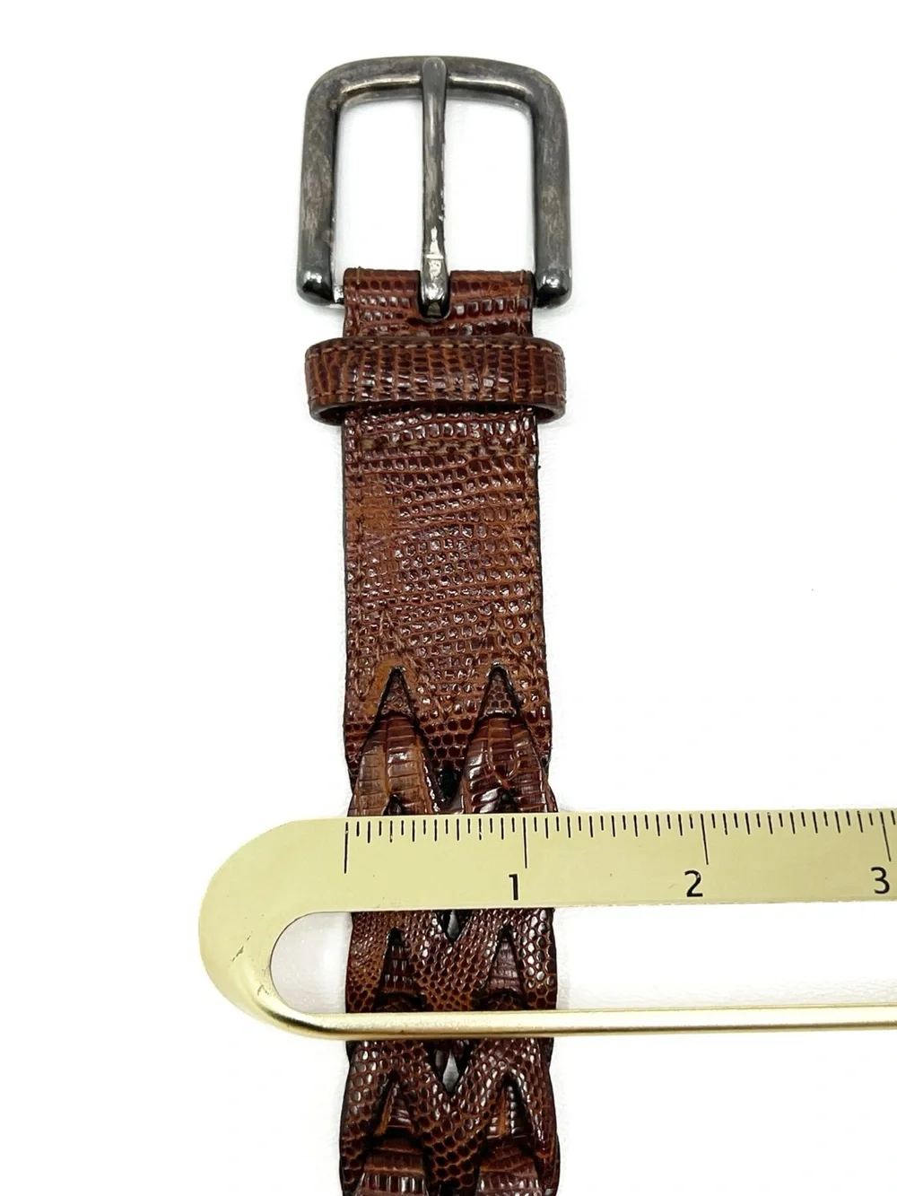 Vintage Cole Haan Lizard & Leather Brown Braided Belt Men’s Size Large 38” Vtg
